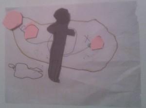 Sophia made this after we joined Wycliffe. A little man inviting us to his home in PNG, with a map that includes volcanoes :) 