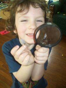 Isaiah found a little blue feather, and was SO excited.