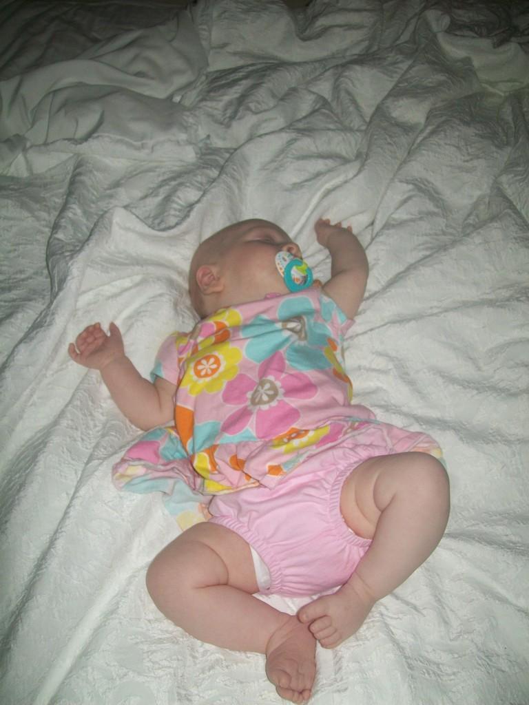 Talia is 8 weeks old! She seems pretty excited about attending her fourth church in six weeks of church attendance ;) 