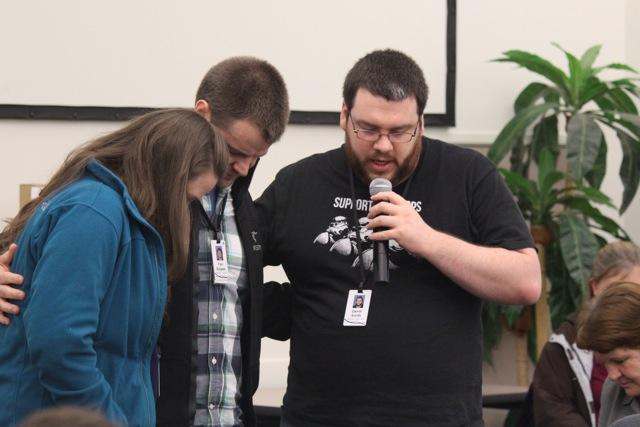 David praying for our friends after they shared the ways God has been teaching them about His sovereignty.
