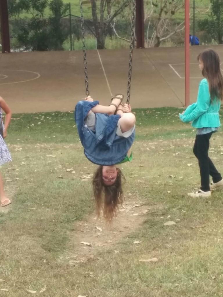 Her new favorite way to swing