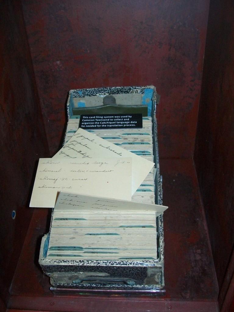 William Cameron Townsend, founder of Wycliffe, wrote these cards by hand while working on a translation for the  Cakchiquel language.
